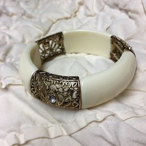 Cream Bangle with Stone Accents