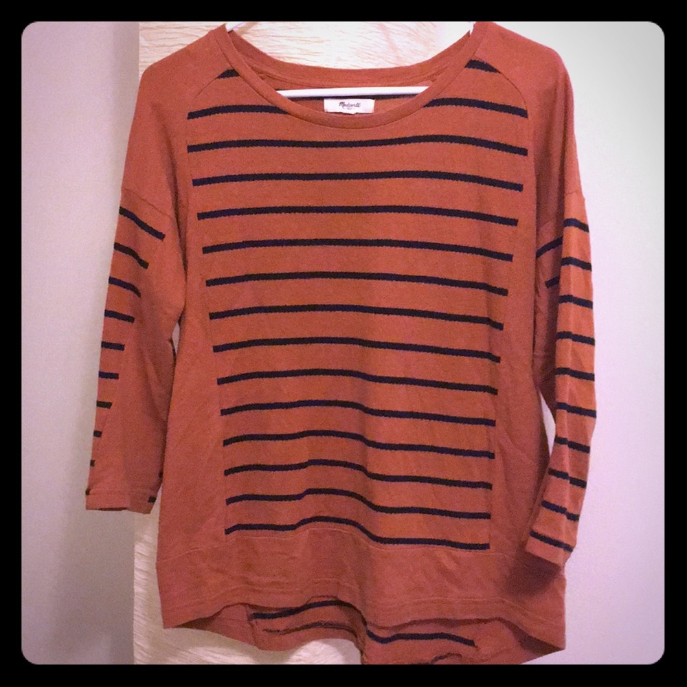 💫Madewell💫 Stripeset Tee Burnt Orange/Navy