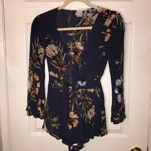 Dark blue floral romper!
