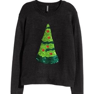 h m sweaters reversible christmas tree pizza sequin sweater poshmark sequined christmas trees