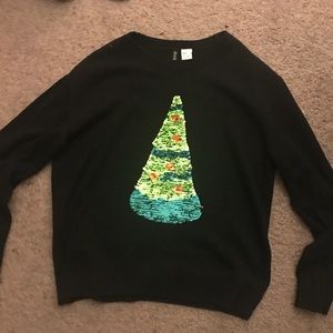 pizza christmas tree sequin sweater