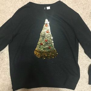 pizza christmas tree sequin sweater