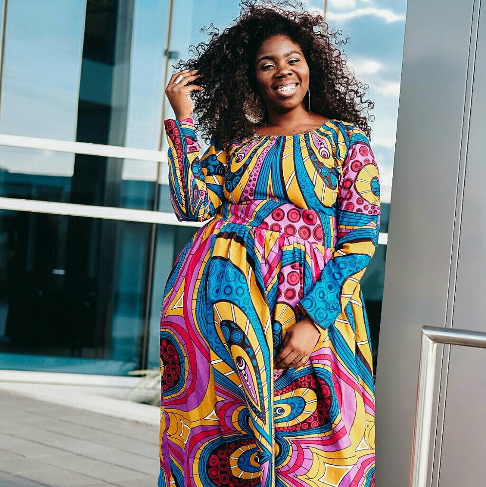 Women African Ankara LongSleeve maxi dress