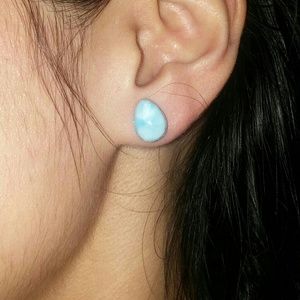 Teardrop Larimar Studs