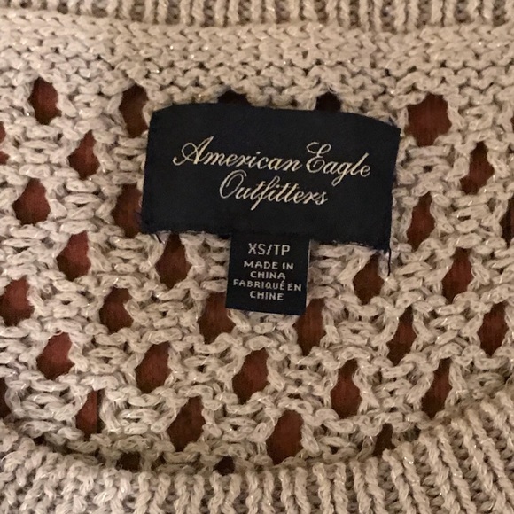 American Eagle Gray Crochet Knit Top Size XS - Picture 4 of 4