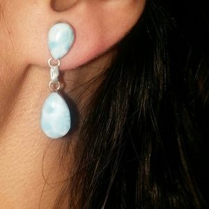 Double decker Larimar earings