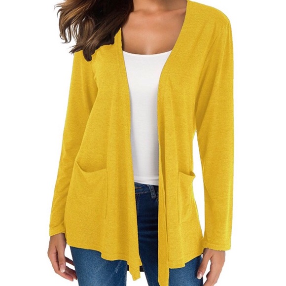 ‘Elora’ Yellow Cardigan With Pockets - Picture 2 of 7