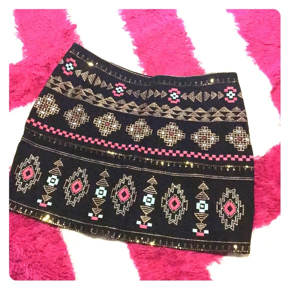 miami Dresses & Skirts - miami Black Embroidered Mini Skirt (L)