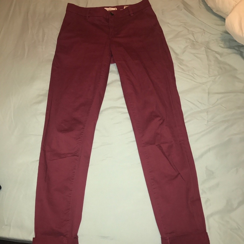 H&M burgundy straight trousers
