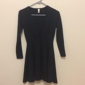 Navy American Apparel Deep V Skater Dress