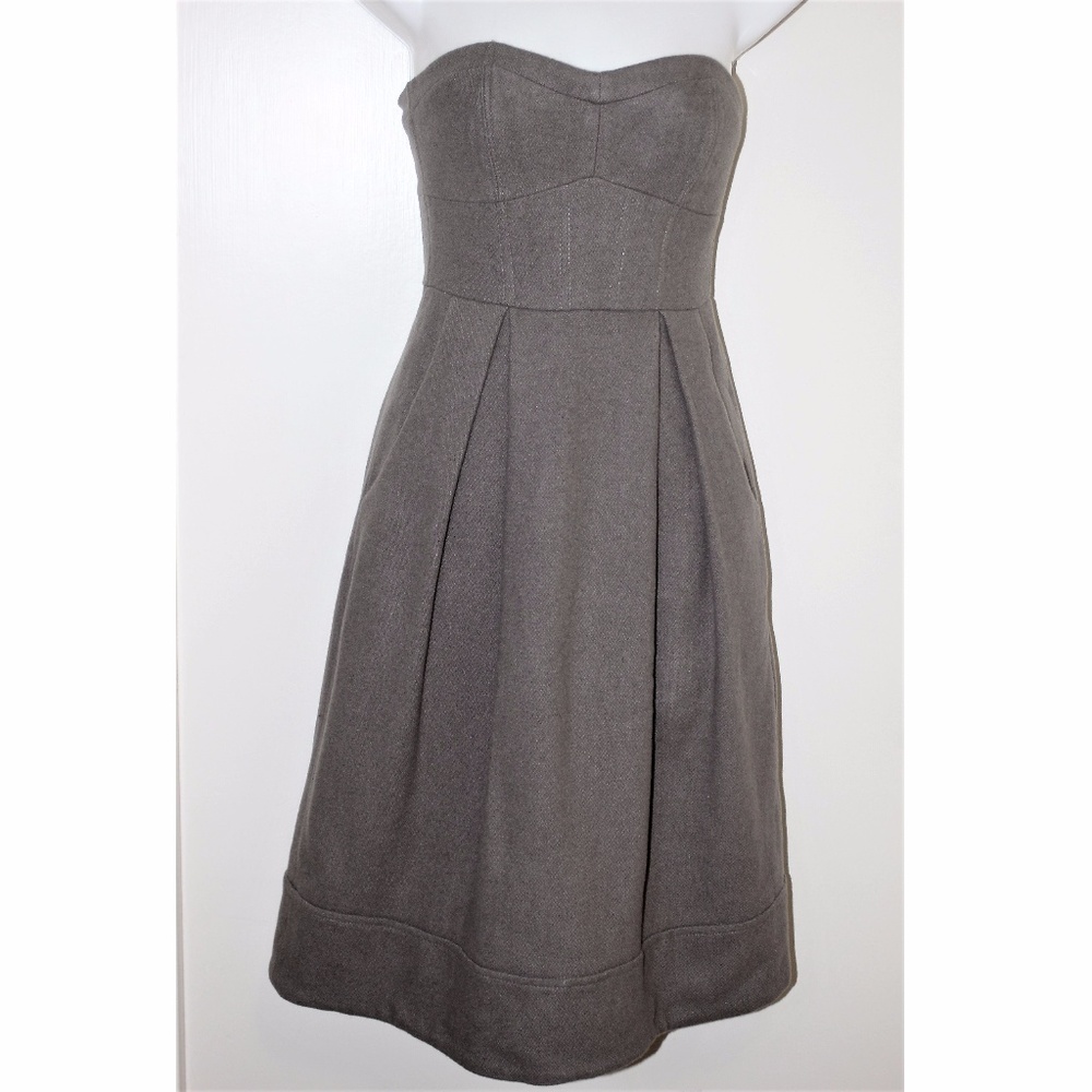 Long Grey Olive Strapless Dress