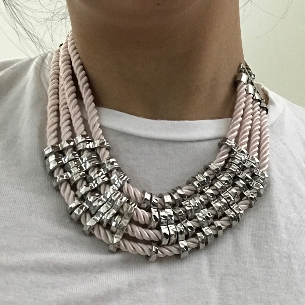 Pink and silver choker