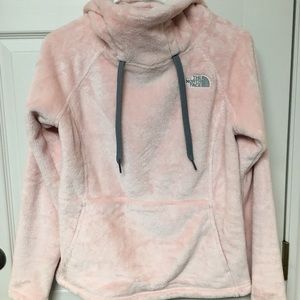 PINK NORTH FACE FUZZY HOODIE