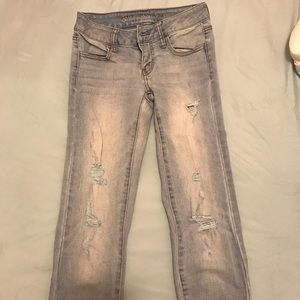 A&E destroyed light-wash super skinny jeans