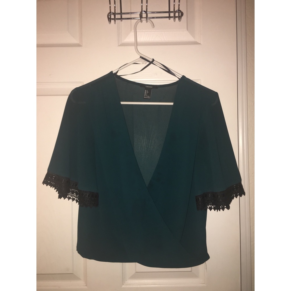 Turquoise and Black Going Out Top