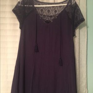 Navy blue lace up dress