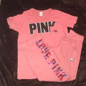 Pink VS boyfriend t-shirt and sweatpants