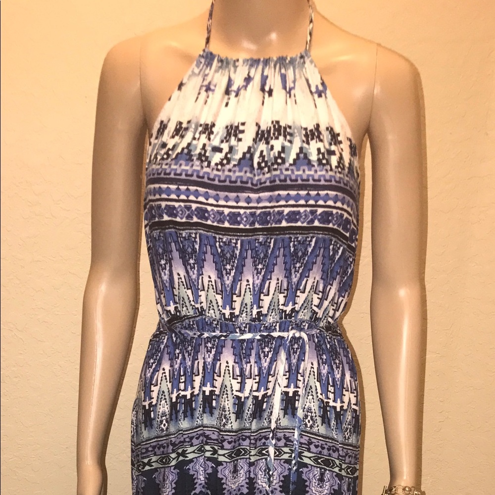 NWT LONG HALTER DRESS WITH SPLITS