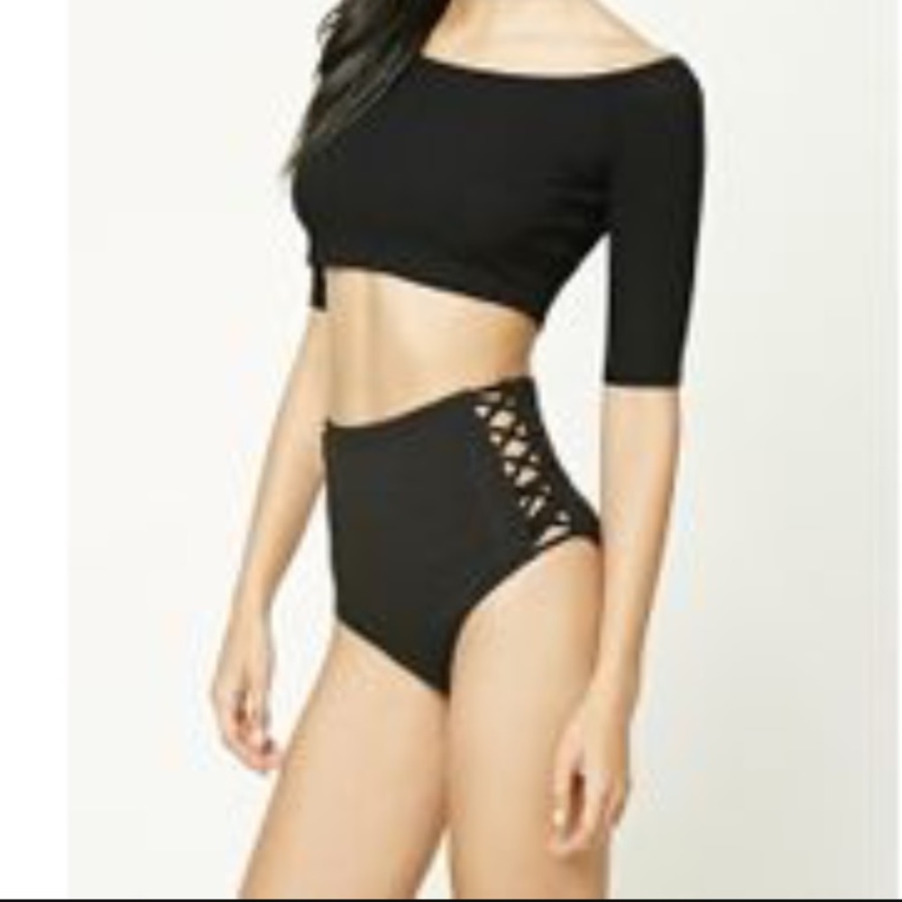 Caged cutout boyshort in black