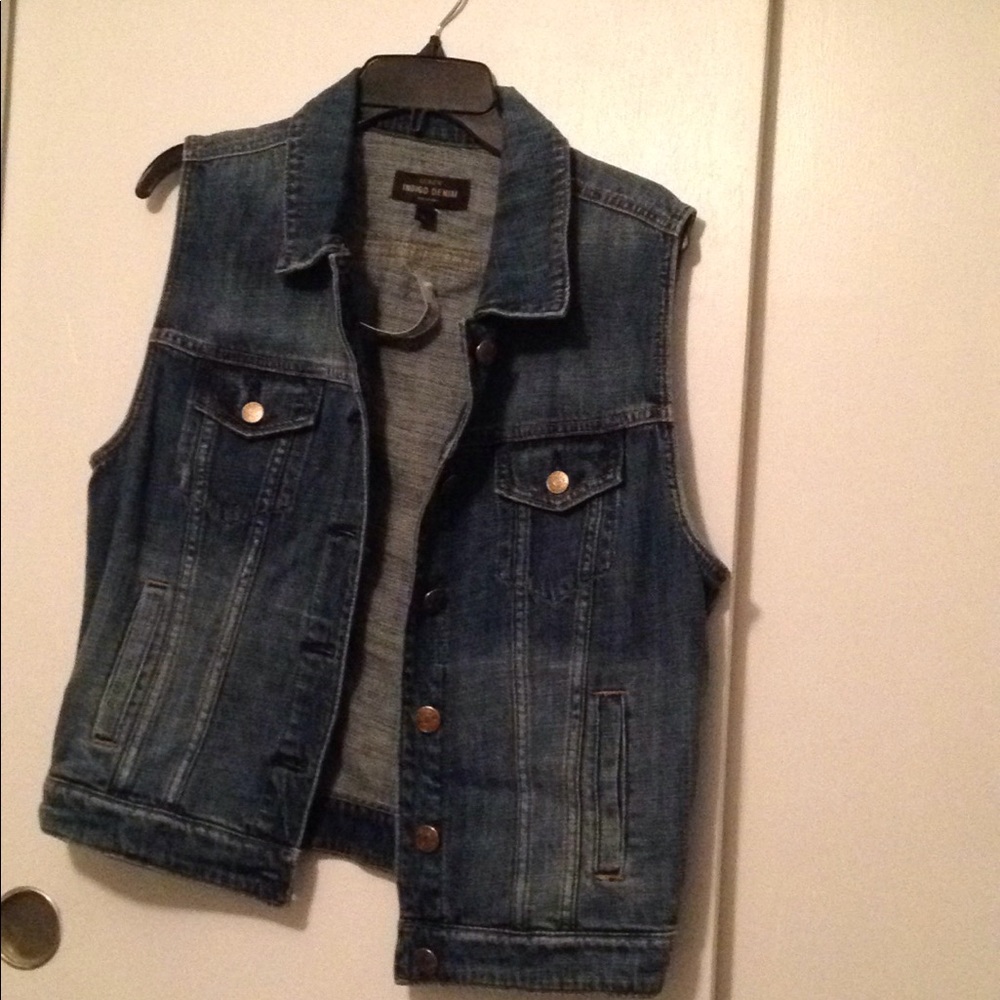 JCrew indigo denim vest L