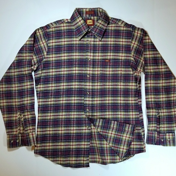 Mens LEE flannel button down shirt slim size large - Picture 2 of 8