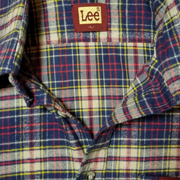 Mens LEE flannel button down shirt slim size large - Picture 5 of 8