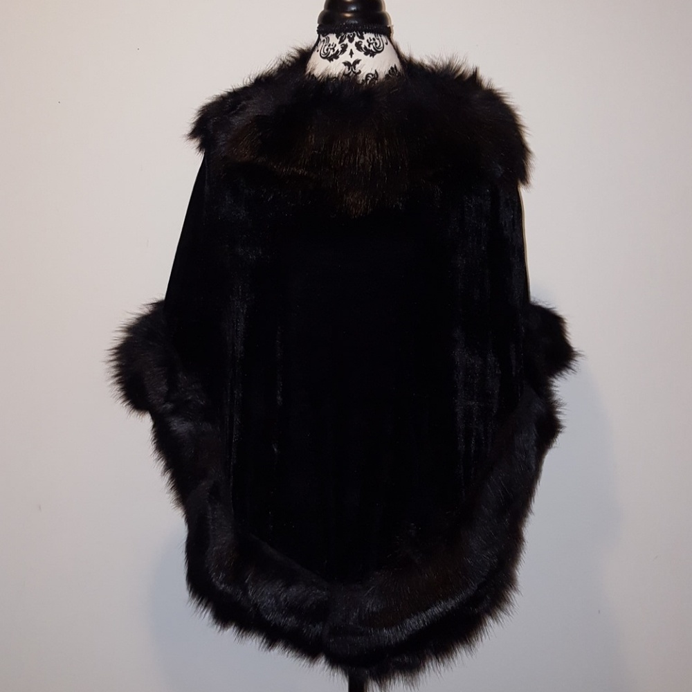 Black Velvet Faux Fur Throwover