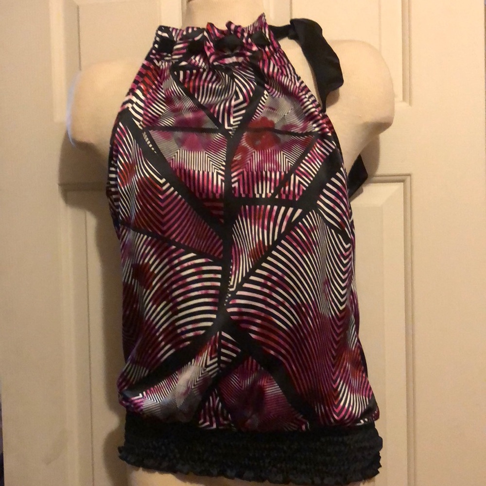 My Michelle Ribbon Neck Blouse