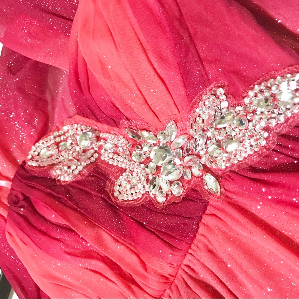 Strapless High Low Sparkly Dress