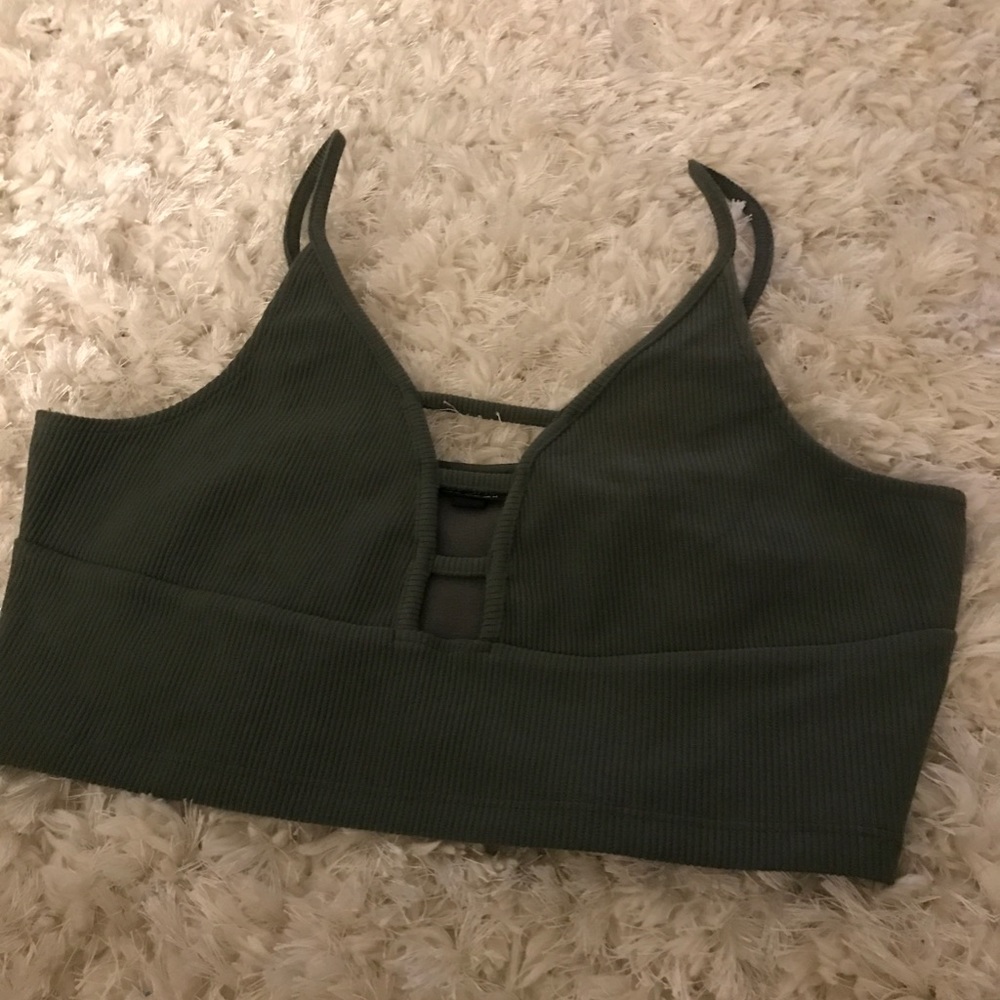 🌱TOPSHOP olive green crop top 🌱 - Picture 2 of 4