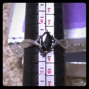 Avon black onyx marquise sterling silver ring