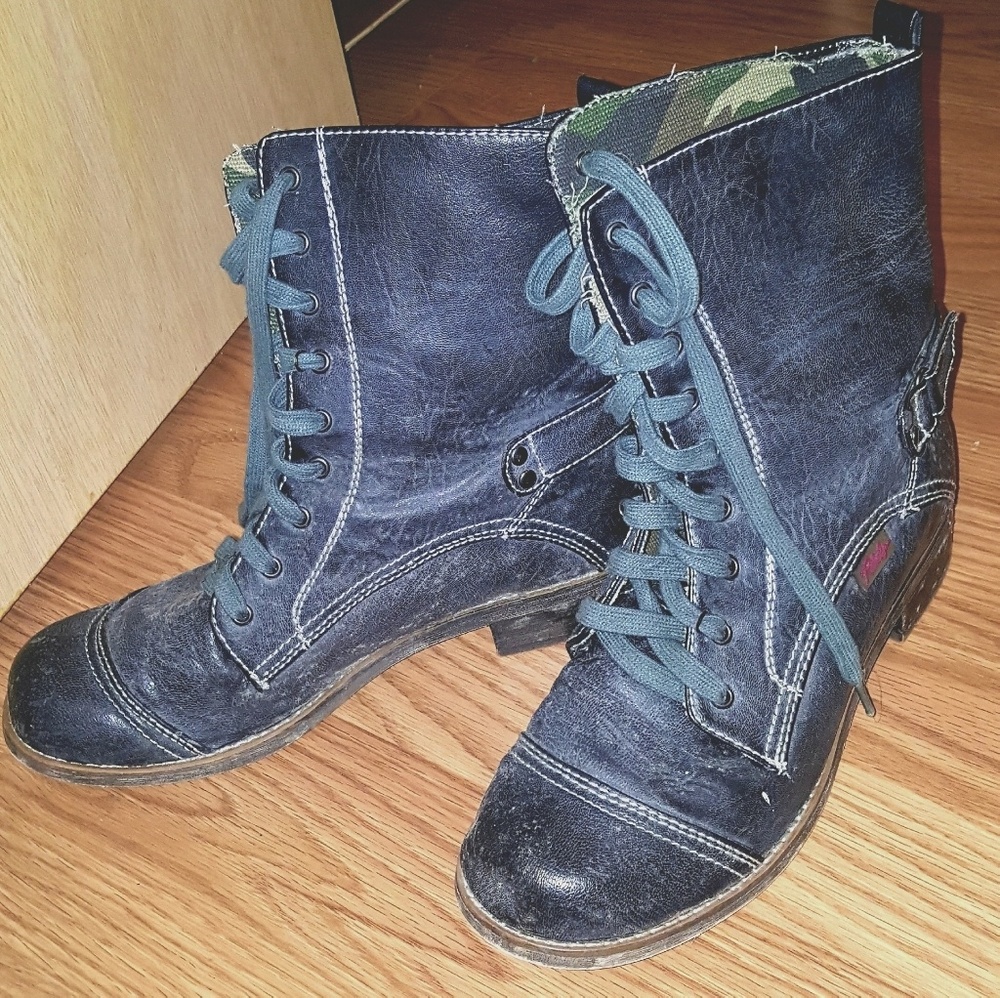 REBELS Vintage Blue Combat Boots