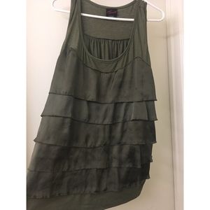 Olive green ruffle tank
