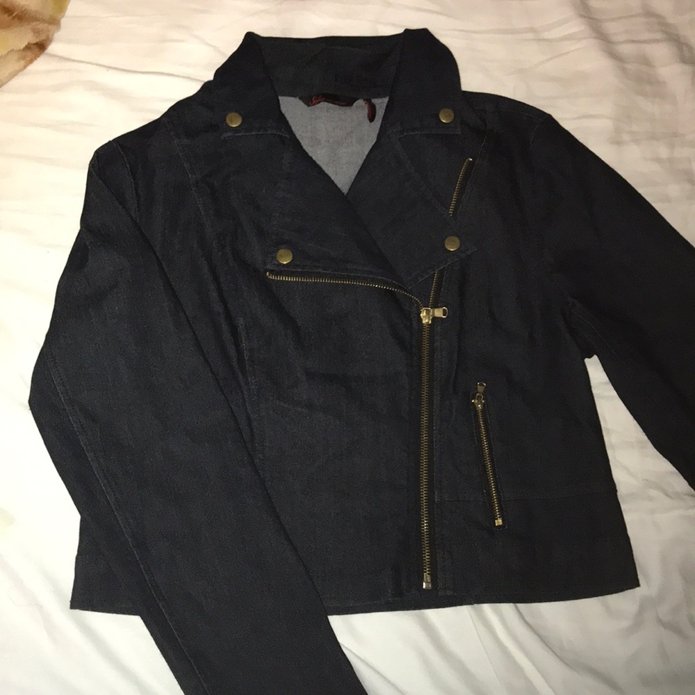 Crop motto Jean jacket