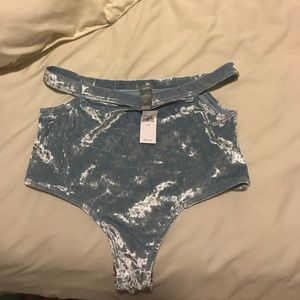 Hi-Rise Aerie Light Blue Velvet Lingerie NWT