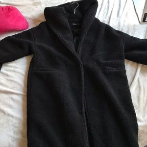 NWOT Black Hooded Teddy Coat US8