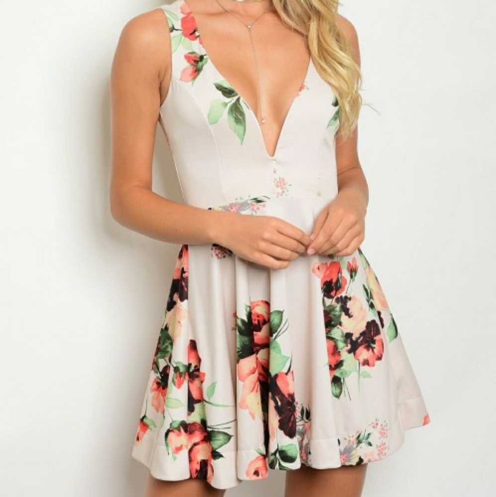 Nude Floral Dress