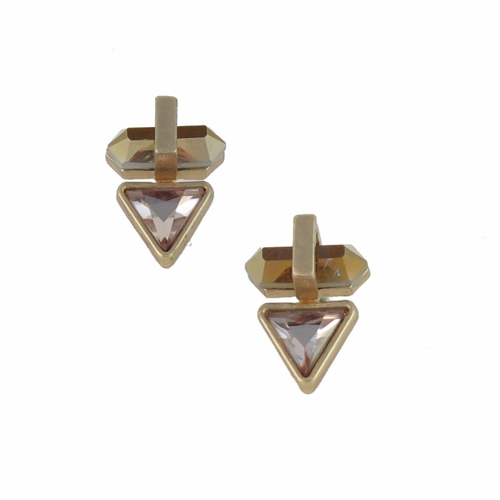 NEW Champagne Geometric Crystal Earrings Gold