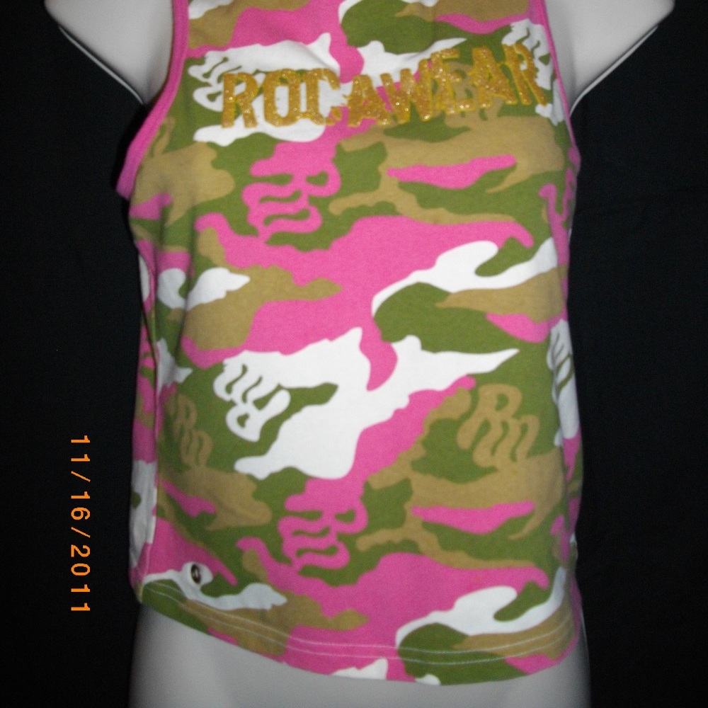 Multicolored Roca Wear L Racer Back Casual Top -- Final Price - Picture 2 of 8