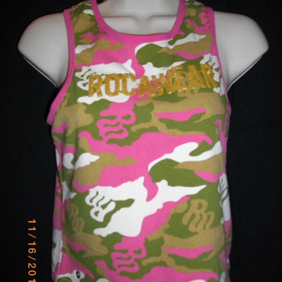 Multicolored Roca Wear L Racer Back Casual Top -- Final Price - Picture 6 of 8