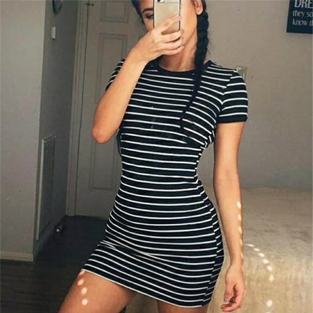 Black and White Striped Dress