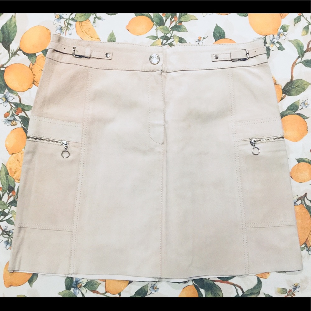 French suede mini skirt -light khaki size 10