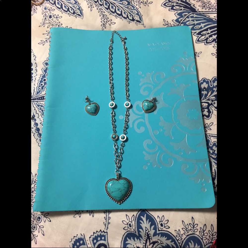 Turquoise necklace and earring set