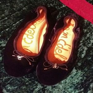 Sam Edelman Navy Velvet Flats 8.5