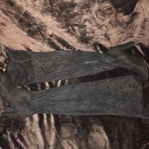 Black suede thigh high boots