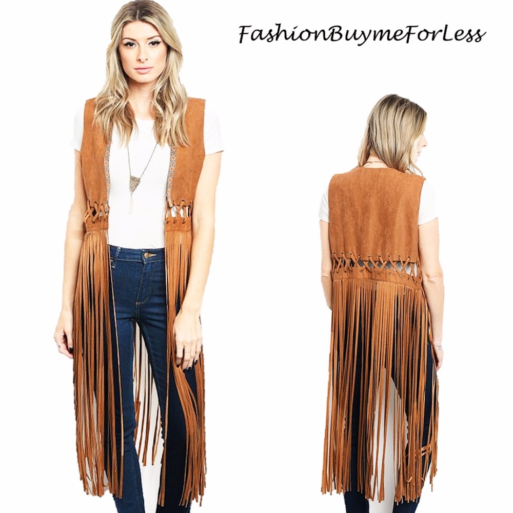BOHO Hippie Western Cowgirl Fringed Cardigan Vest
