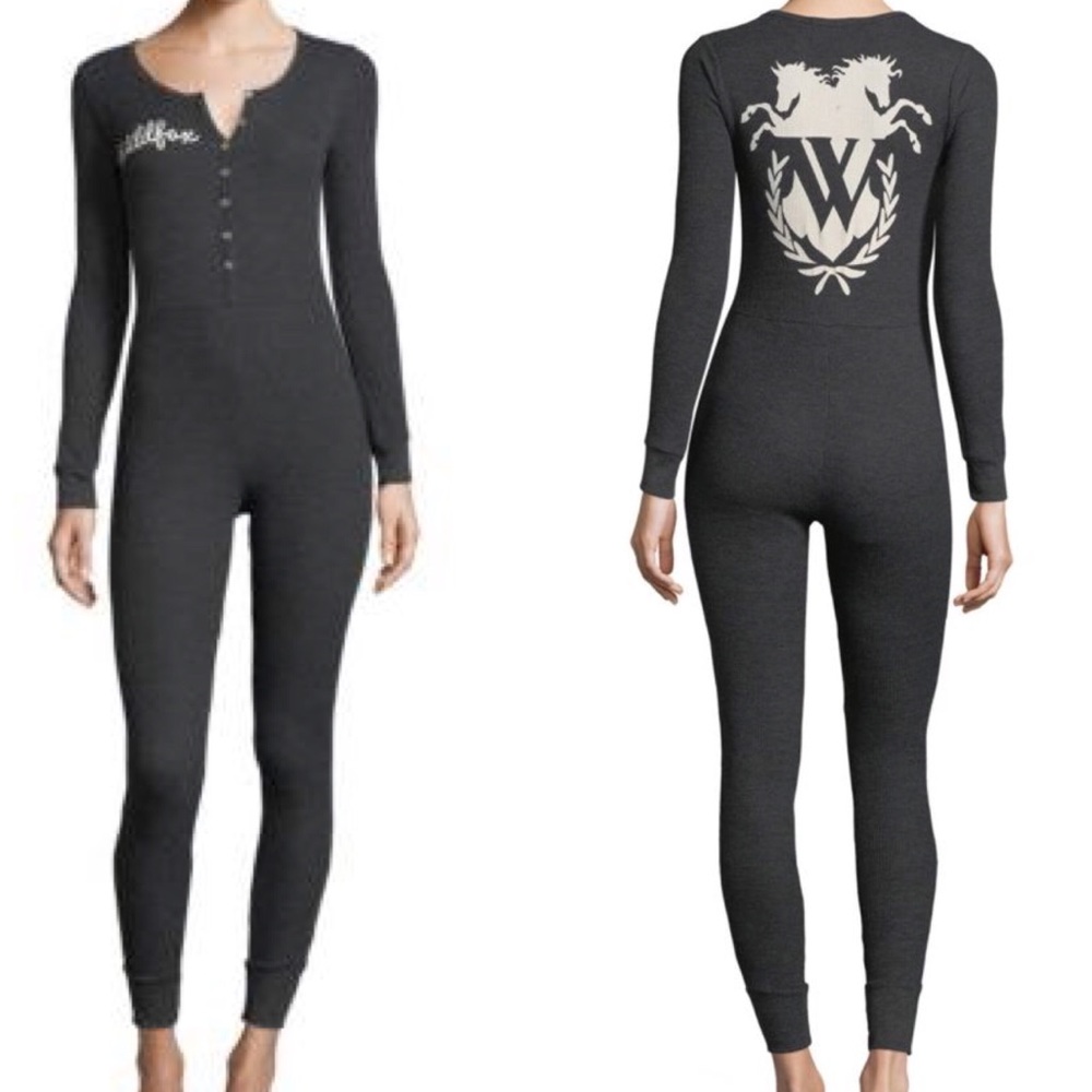 WILDFOX Waffle-Print Logo Jumpsuit - Picture 1 of 5