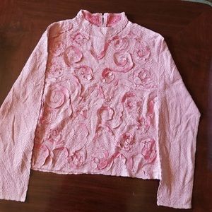 Alberto Makali Pink Blouse with Floral Design XL