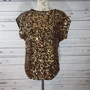 NWT The Limited black & gold sequin party shirt Sm