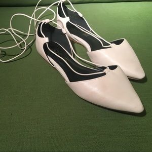 ALDO Ivory Ankle-Tie Flats